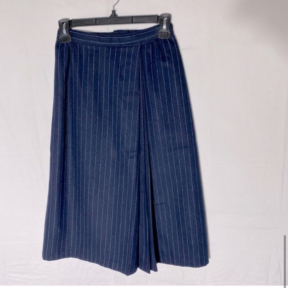 Vintage Crème Caramel Navy Blue Pinstriped Suit Skirt Set S - Picture 9 of 13